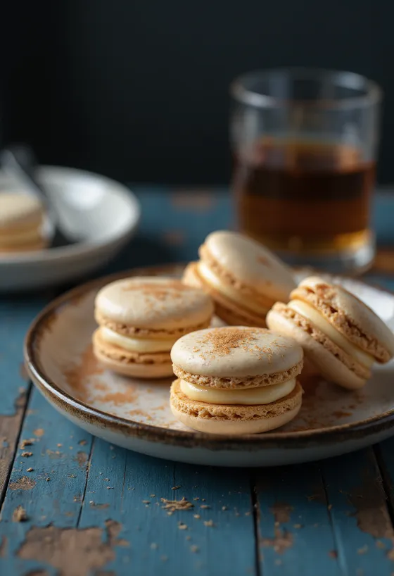 Macarons cannelle-rhum servis