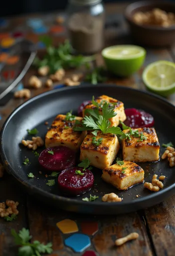 Tofu épicé au citron vert et salade de betterave