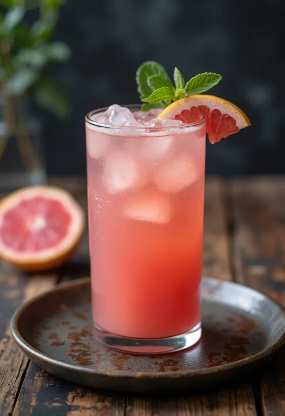 Jus de pamplemousse servi dans un verre