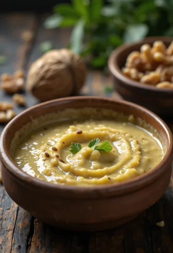 Sauce crémeuse aux noix servie