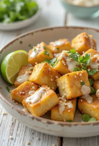 Tofu épicé au citron vert et tahini