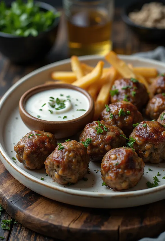 Boulettes d'agneau servies avec sauce à la menthe