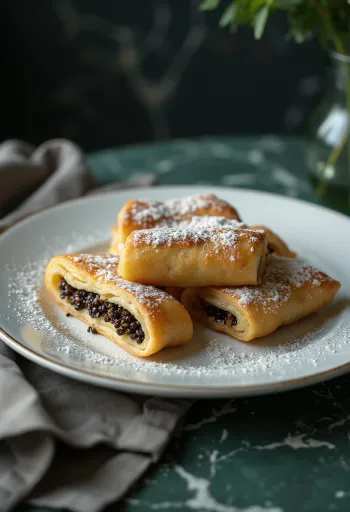 Crêpes aux graines de pavot fraîchement cuites sur une assiette