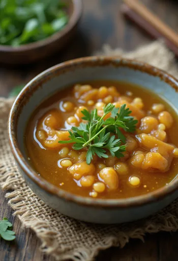 Sauce sésame au gingembre et à l'estragon servie