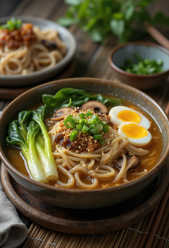 Ramen style Udon servi avec nouilles épaisses et œuf