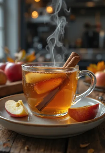 Cidre chaud à la cannelle avec rondelles d'orange et bâtons de cannelle