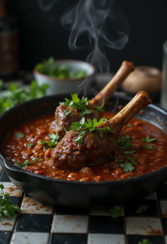 Souris d'agneau servie avec sauce harissa