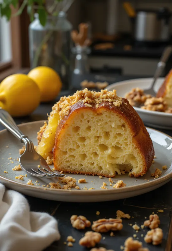 Kouglof citron-noix servi