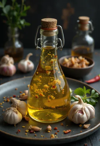 Sauce piquante à l'ail servie