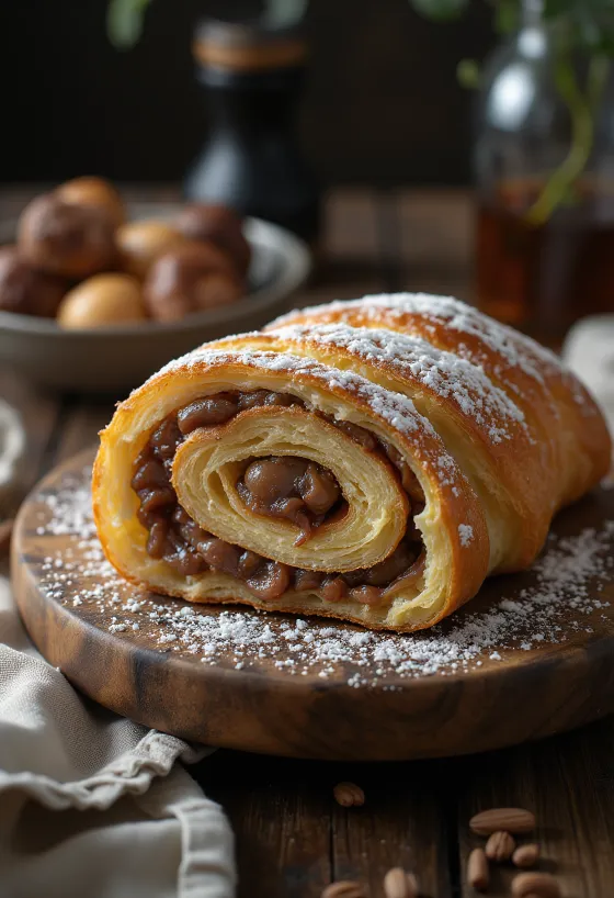 Bejgli aux marrons en tranches, décoré