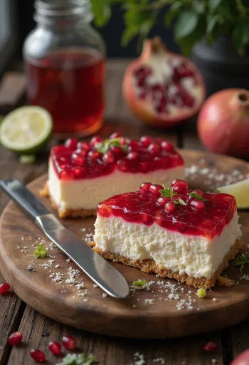 Cheesecake à la grenade avec décoration