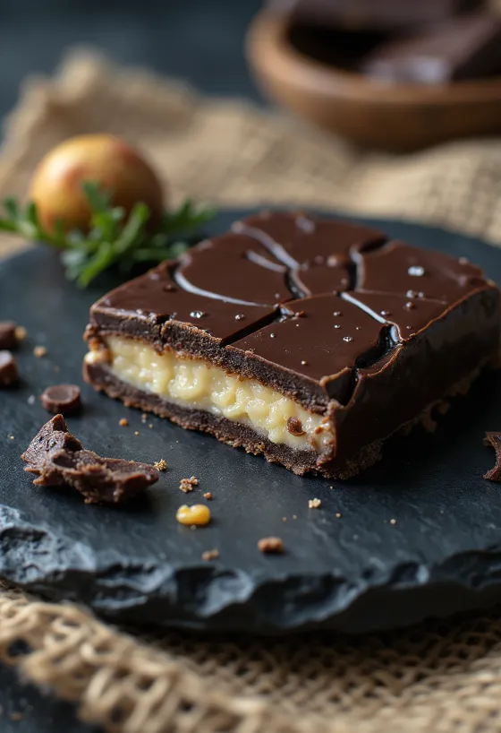 Túró Rudi enrobé de chocolat, servi frais.