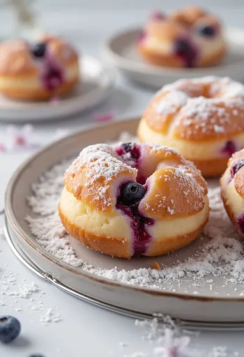 Beignets yaourt fruits rouges servis