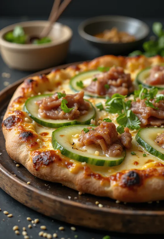 Pizza Peking Duck au canard laqué et sauce hoisin