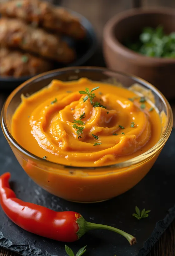 Sauce crémeuse aux poivrons dressée