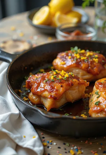 Cuisses de poulet BBQ citron miel servies