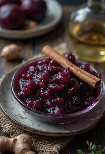 Chutney de prunes aigre-doux à la tequila servi