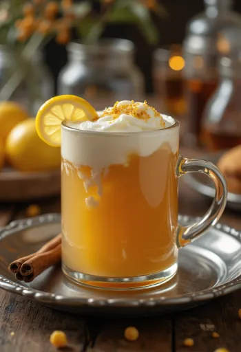 Cidre au tilleul servi dans un verre
