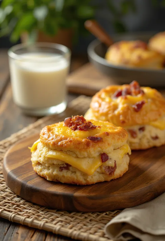Pogácsa au bacon et fromage servie