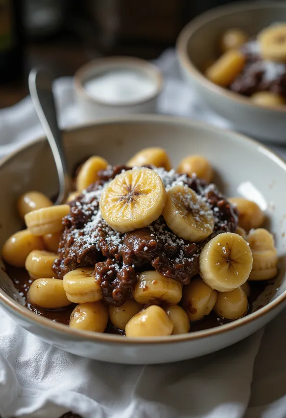 Gnocchis banane-chocolat dessert