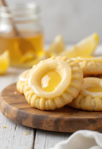 Sablés Linzer au citron et au miel servis