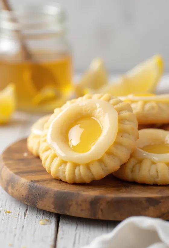 Sablés Linzer au citron et au miel servis