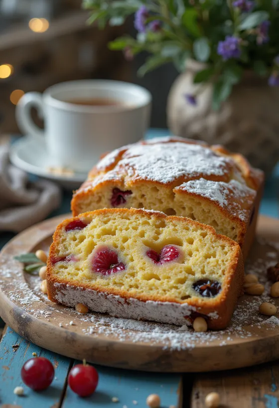 Cake aux fruits confits de Noël avec noix
