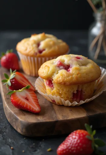 Cupcake à la fraise servi
