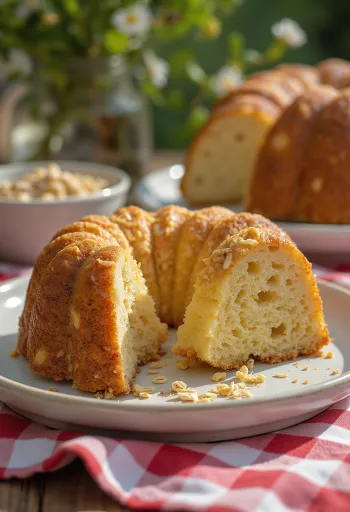 Kouglof aux flocons d'avoine saupoudré de sucre glace