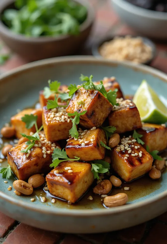 Tofu grillé aux cacahuètes torréfiées