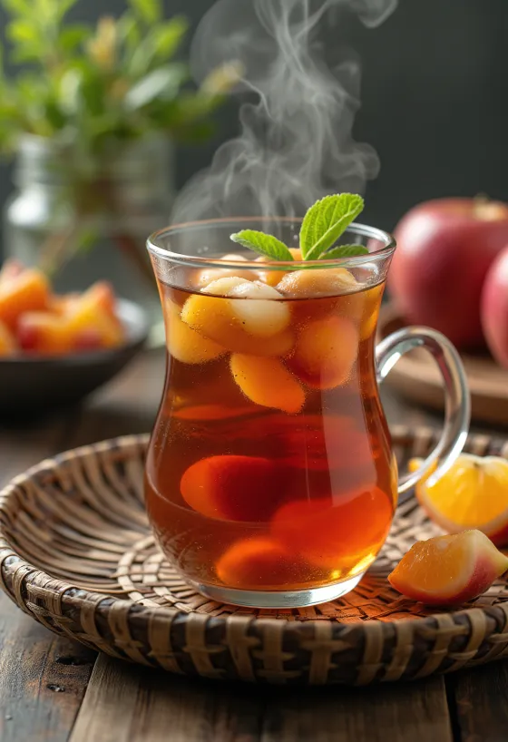 Infusion de fruits maison avec fruits frais et menthe
