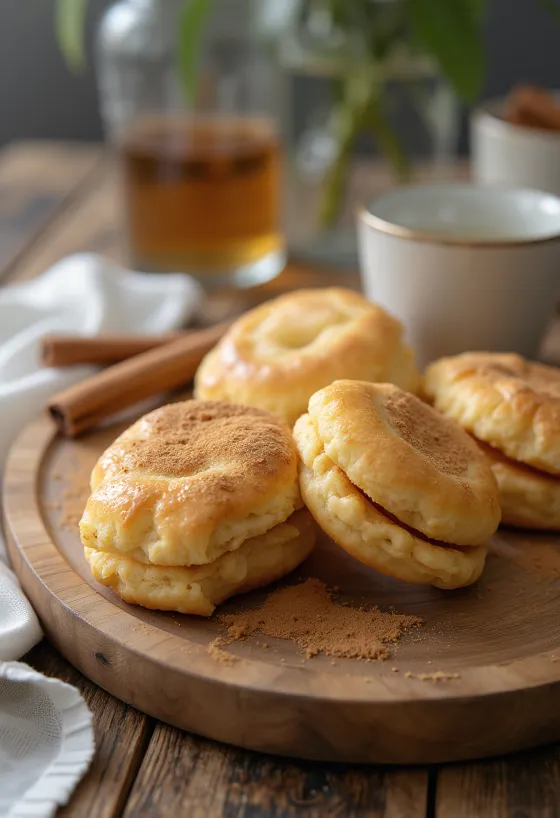 Sablés Linzer fromage frais et cannelle servis