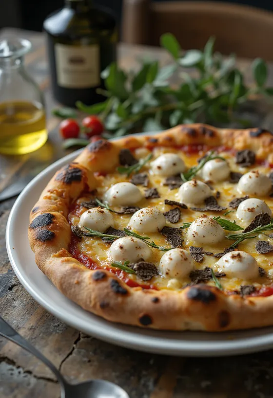 Pizza al Tartufo à la truffe et fromages italiens