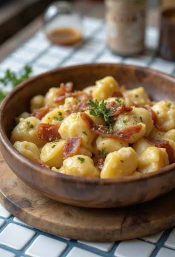 Sztrapacska au fromage de brebis et lardons croustillants