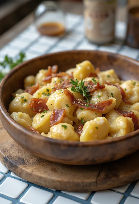 Sztrapacska au fromage de brebis et lardons croustillants
