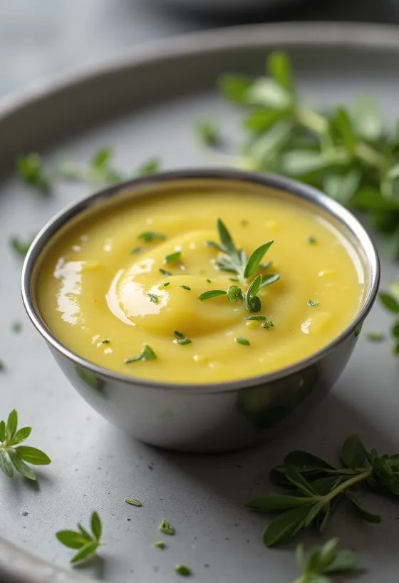 Beurre blanc au citron et estragon dressée