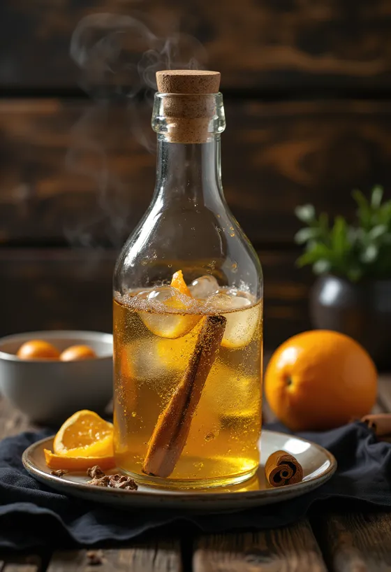 Cidre doux américain dans un verre avec des épices