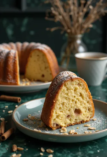 Kouglof aux flocons d'avoine et à la cannelle en tranches