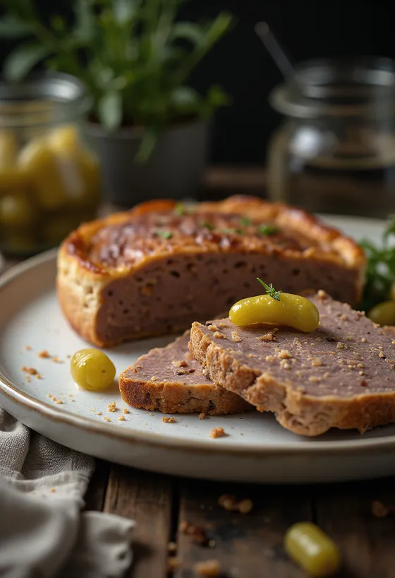 Gâteau de foie servi avec pain grillé