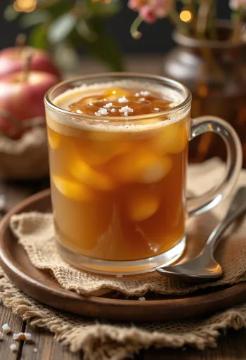 Cidre aux pommes et caramel servi