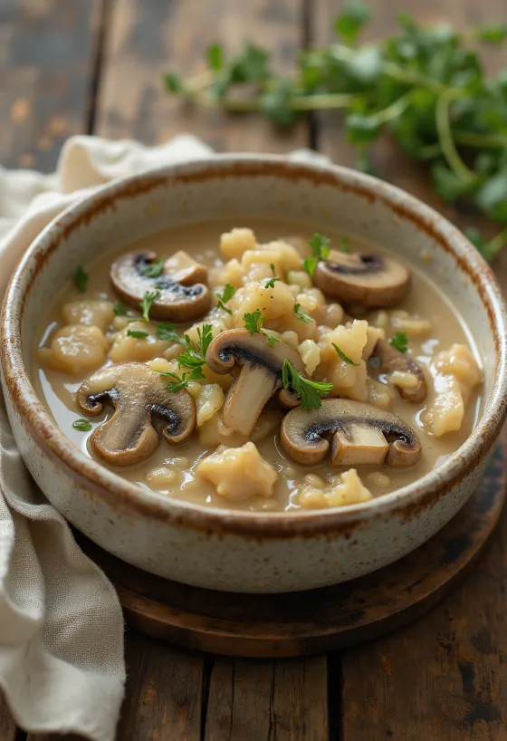 Sauce aux champignons et estragon dressée