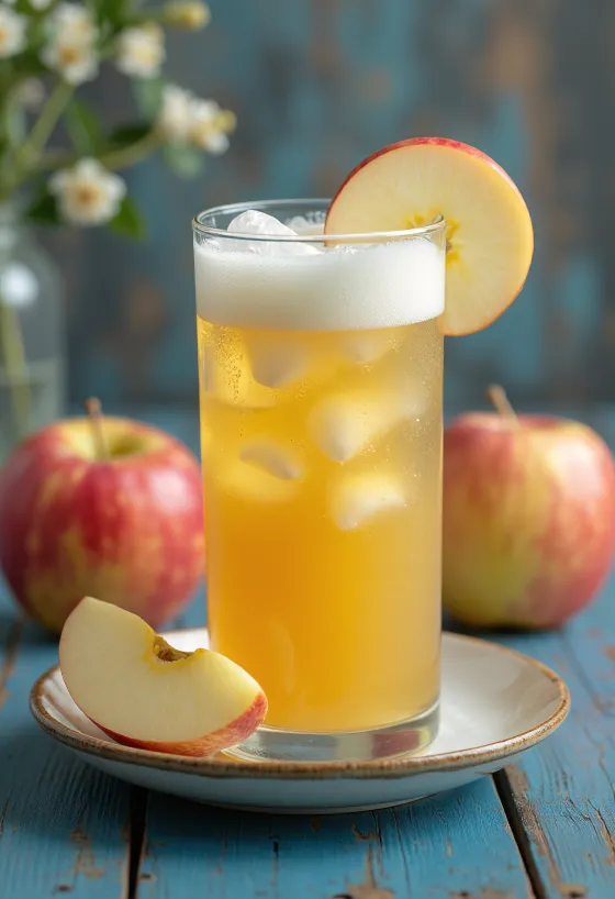Jus de pomme fraîchement pressé servi dans un verre