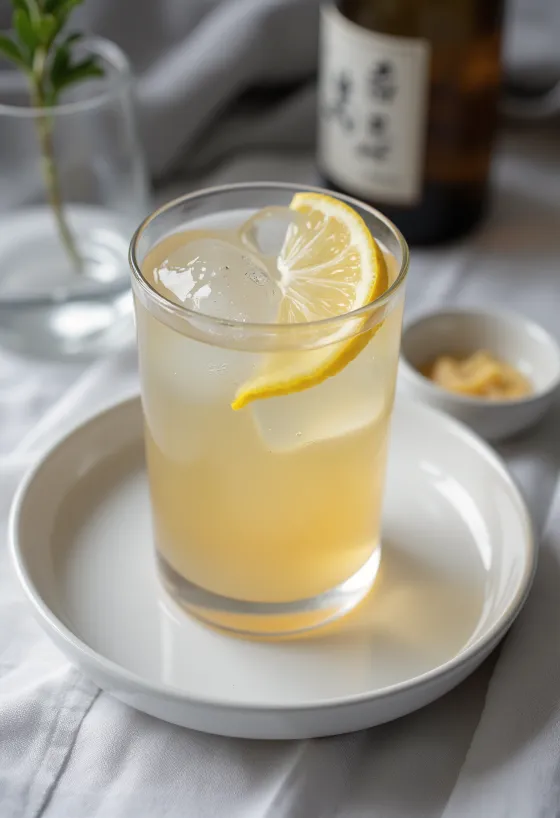 Cidre japonais au saké servi dans un verre