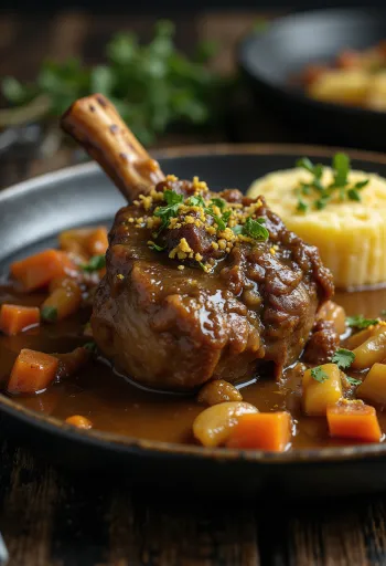 Osso buco à la gremolata servi avec risotto