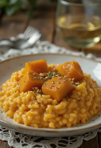 Risotto crémeux au potimarron servi