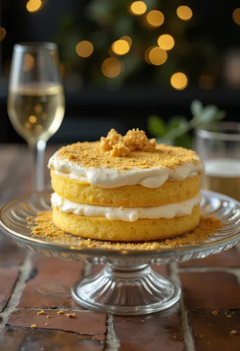 Gâteau à étages blanc décoré de touches dorées