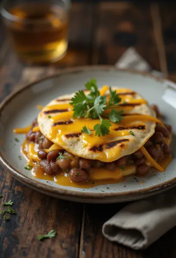 Tortillas grillées aux haricots noirs BBQ servies