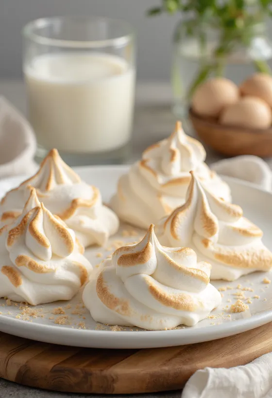 Meringues servies sur une assiette