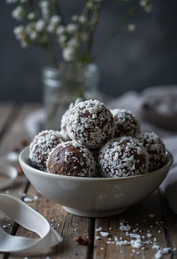 Boules de neige chocolat roulées dans la noix de coco