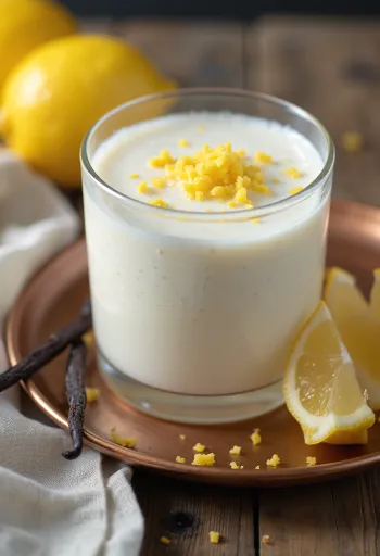 Verres de kéfir probiotique au fromage frais, décorés de zeste de citron